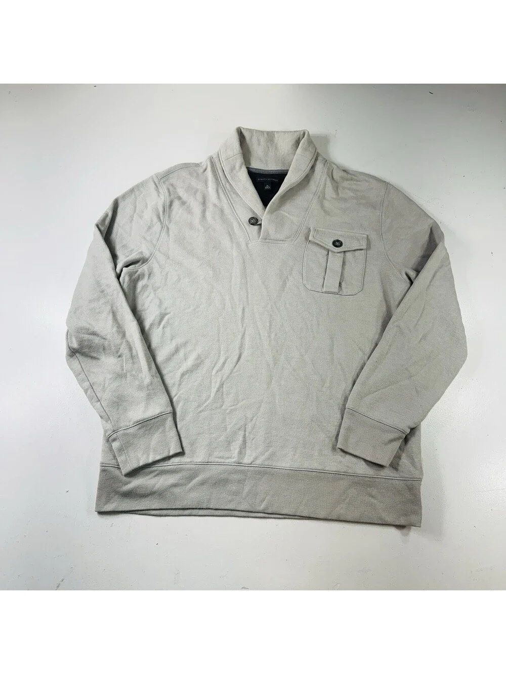 Banana Republic 1/4 Button Sweater Light Gray Mens Size XL